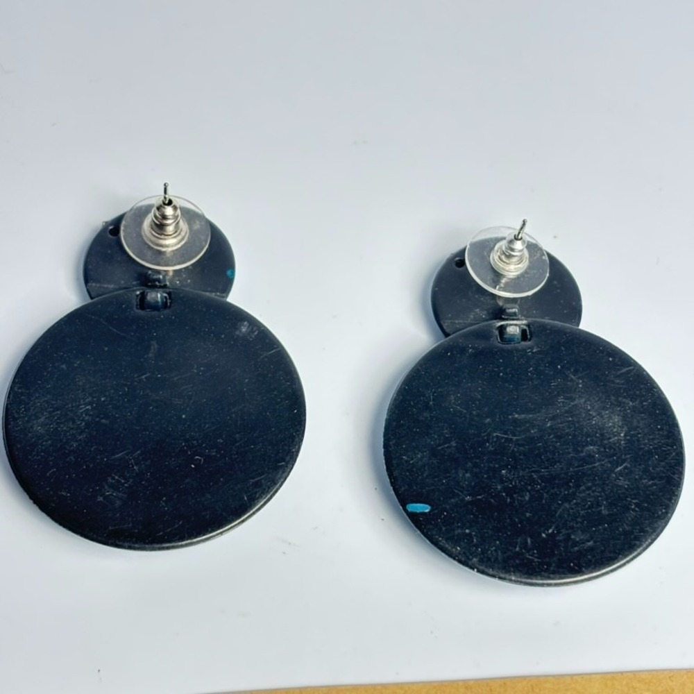 Earring Lot Vintage Blue Sparkly Doorknocker Costume Jewelry Acrylic Resin Party - Picture 7 of 8